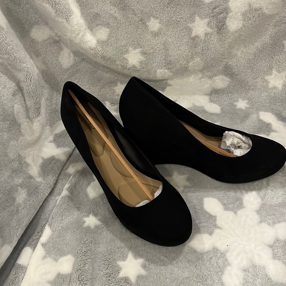 APT 9 black suede wedge shoes